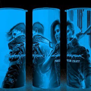 Glow in the Dark Cyberpunk 2077 Phantom Liberty Dual Cover Cup Mug Tumbler